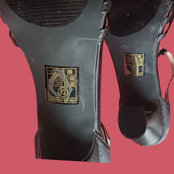 Ellie 254 lucille dress pump Satin T-Strap  Shoes With  Strappy Design Size 12 - Picture 12 of 13